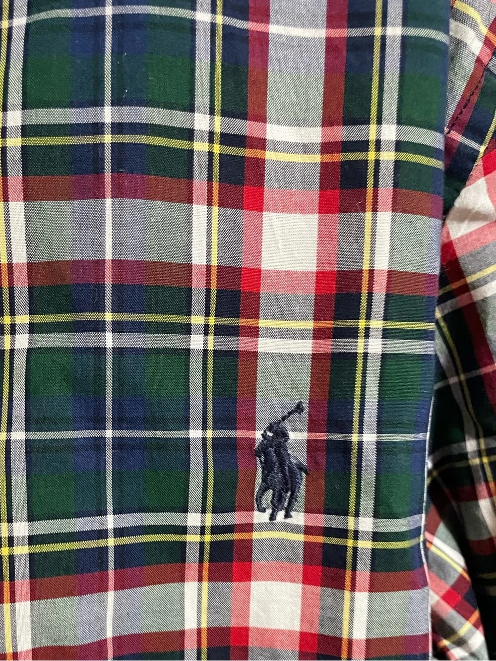 Polo Ralph Lauren Green Red White Plaid Button-Down Shirt